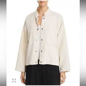 Eileen Fisher Undyed Organic
Cotton Channeis Mandarin Neck Jacket